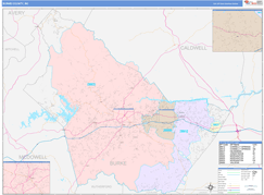 Burke County, NC Digital Map Color Cast Style