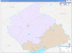 Burleson County, TX Digital Map Color Cast Style