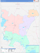 Burnet County, TX Digital Map Color Cast Style