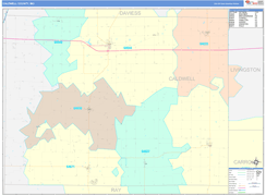 Caldwell County, MO Digital Map Color Cast Style