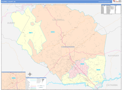 Caldwell County, NC Digital Map Color Cast Style