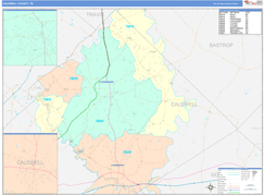 Caldwell County, TX Digital Map Color Cast Style
