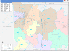 Calhoun County, MI Digital Map Color Cast Style