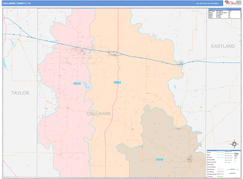 Callahan County, TX Digital Map Color Cast Style