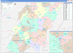 Cambria County, PA Digital Map Color Cast Style