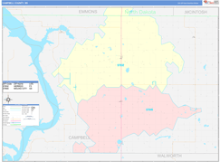 Campbell County, SD Digital Map Color Cast Style