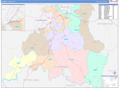 Campbell County, VA Digital Map Color Cast Style