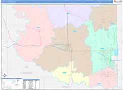 Canadian County, OK Digital Map Color Cast Style