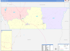 Carbon County, UT Digital Map Color Cast Style
