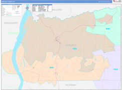 Carlisle County, KY Digital Map Color Cast Style