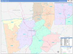 Carroll County, GA Digital Map Color Cast Style