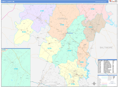 Carroll County, MD Digital Map Color Cast Style