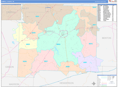 Carroll County, TN Digital Map Color Cast Style