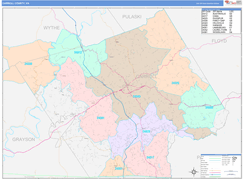 Carroll County, VA Digital Map Color Cast Style
