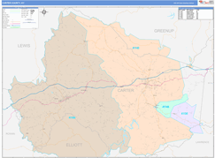 Carter County, KY Digital Map Color Cast Style