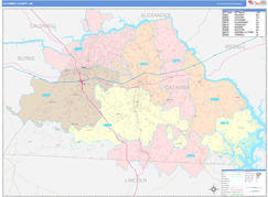 Catawba County, NC Digital Map Color Cast Style