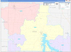 Cedar County, MO Digital Map Color Cast Style