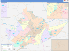 Centre County, PA Digital Map Color Cast Style