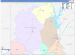 Chambers County, AL Digital Map Color Cast Style