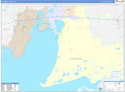 Chambers County, TX Digital Map Color Cast Style