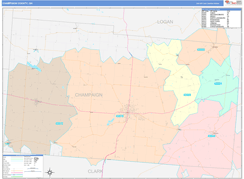 Champaign County, OH Digital Map Color Cast Style