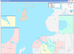 Charlevoix County, MI Digital Map Color Cast Style