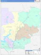 Cherokee County, GA Digital Map Color Cast Style