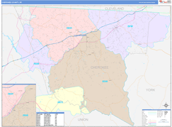 Cherokee County, SC Digital Map Color Cast Style