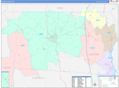 Chester County, SC Digital Map Color Cast Style