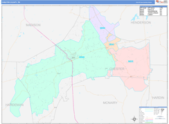 Chester County, TN Digital Map Color Cast Style