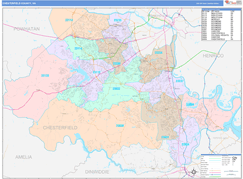 Chesterfield County, VA Digital Map Color Cast Style