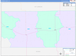 Cheyenne County, CO Digital Map Color Cast Style