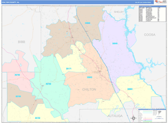 Chilton County, AL Digital Map Color Cast Style