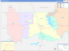 Choctaw County, OK Digital Map Color Cast Style