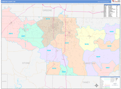 Christian County, MO Digital Map Color Cast Style