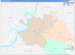 Claiborne County, MS Digital Map Color Cast Style