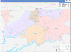 Claiborne County, TN Digital Map Color Cast Style