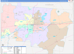 Clark County, OH Digital Map Color Cast Style