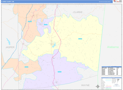 Clarke County, MS Digital Map Color Cast Style