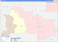 Clay County, MS Digital Map Color Cast Style