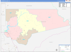 Clearwater County, ID Digital Map Color Cast Style