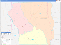 Cleveland County, AR Digital Map Color Cast Style