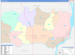 Clinton County, IA Digital Map Color Cast Style