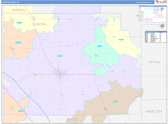 Clinton County, IN Digital Map Color Cast Style