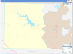 Coke County, TX Digital Map Color Cast Style