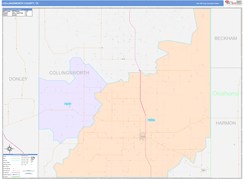 Collingsworth County, TX Digital Map Color Cast Style