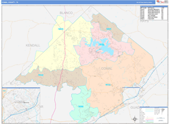 Comal County, TX Digital Map Color Cast Style