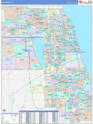 Cook County, IL Digital Map Color Cast Style