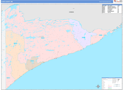 Cook County, MN Digital Map Color Cast Style