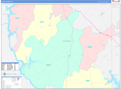 Coosa County, AL Digital Map Color Cast Style